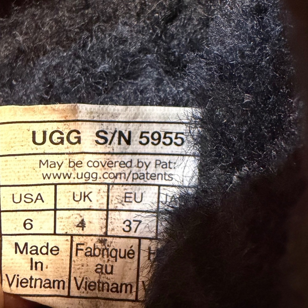 UGG Tasman Black Suede Sheepskin Lined Slip On Clog Slippers Women's 6 - Picture 9 of 12